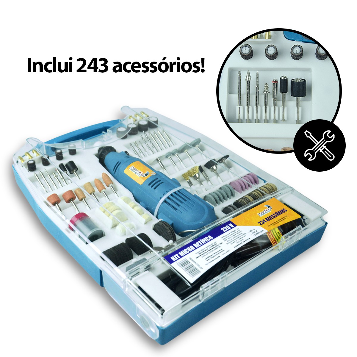 Kit Micro Retífica 234 Acessórios 220v - Importway - Auto Equip