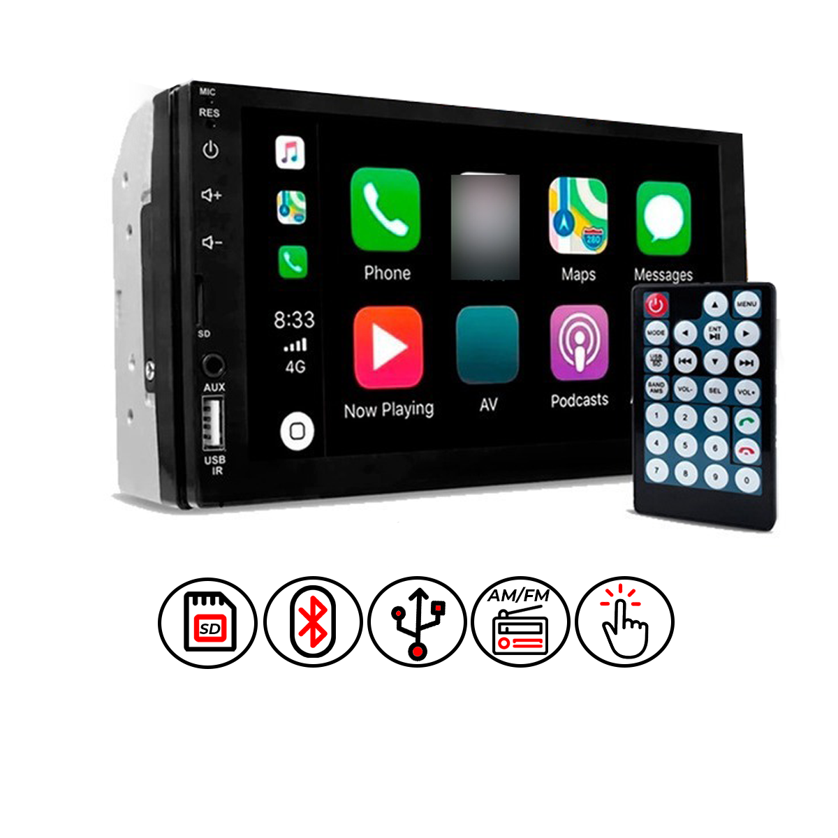 Multimídia MP5 2 DIN Tela 7" com Android Auto e Carplay Touch Espelham ...