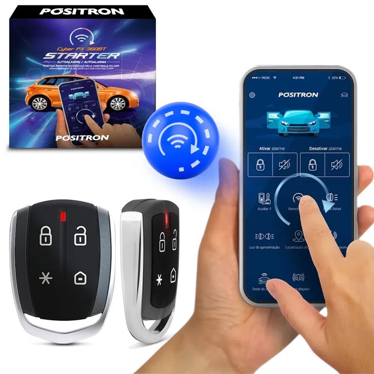 Alarme Carro Cyber Px360 Pósitron Com Sensor Presença e Partida Remota -  Auto Equip
