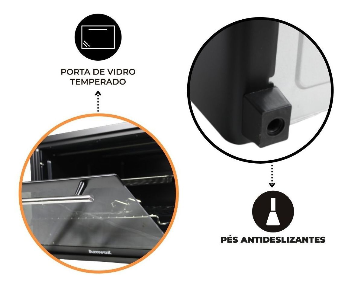 Afr Timer Forno Elétrico de Bancada 45 Litros Multifunção Timer Alarme AFR 4500 ...