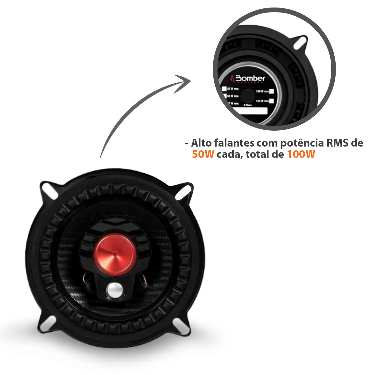 Par Alto Falantes Automotivos Triaxial BBR 5 Polegadas 100W RMS 4 Ohms ...