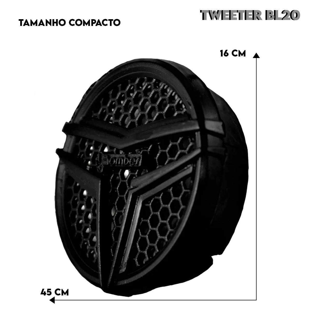 Mini Tweeter BL20 160W RMS Piezoelétrico Preto com Tela Par