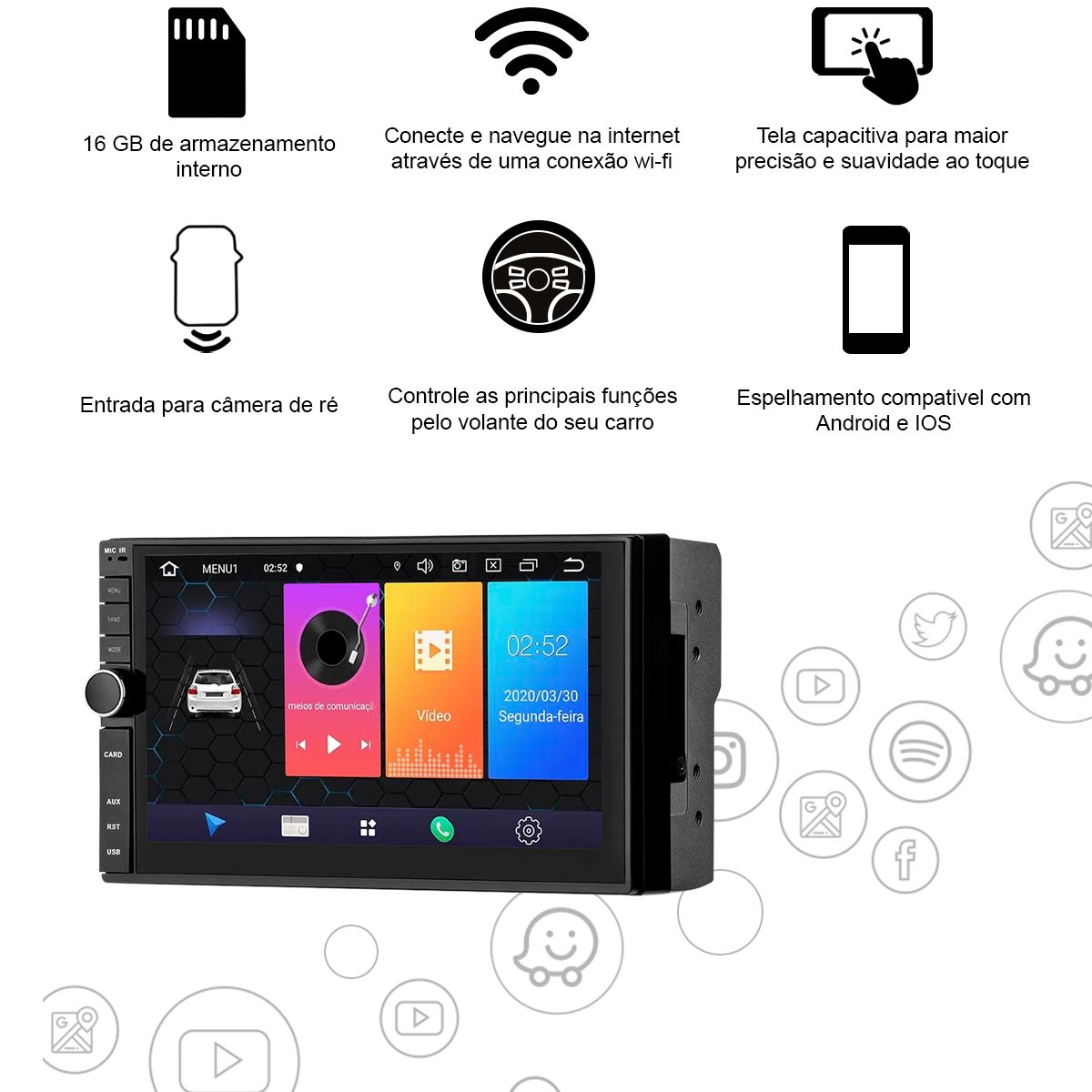 Central Multimídia DVD 7 Polegadas Evolve Android GP349