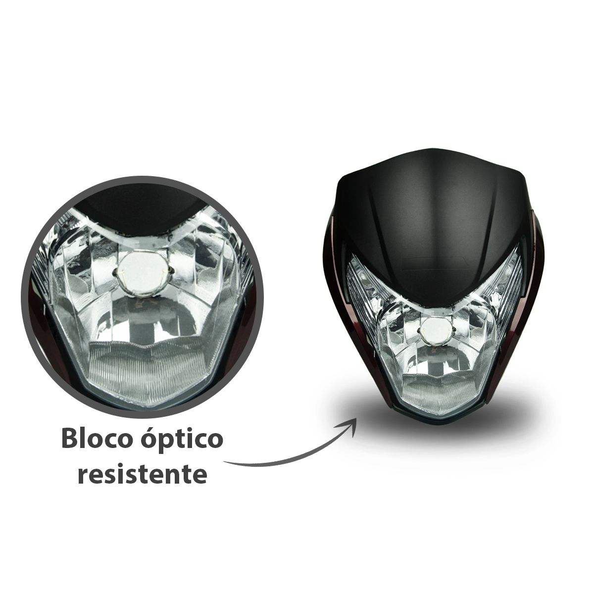 FAROL COMPL. C/ CAR. E LAT. TITAN 150 ESD/EX 2011/12 VERM. METAL