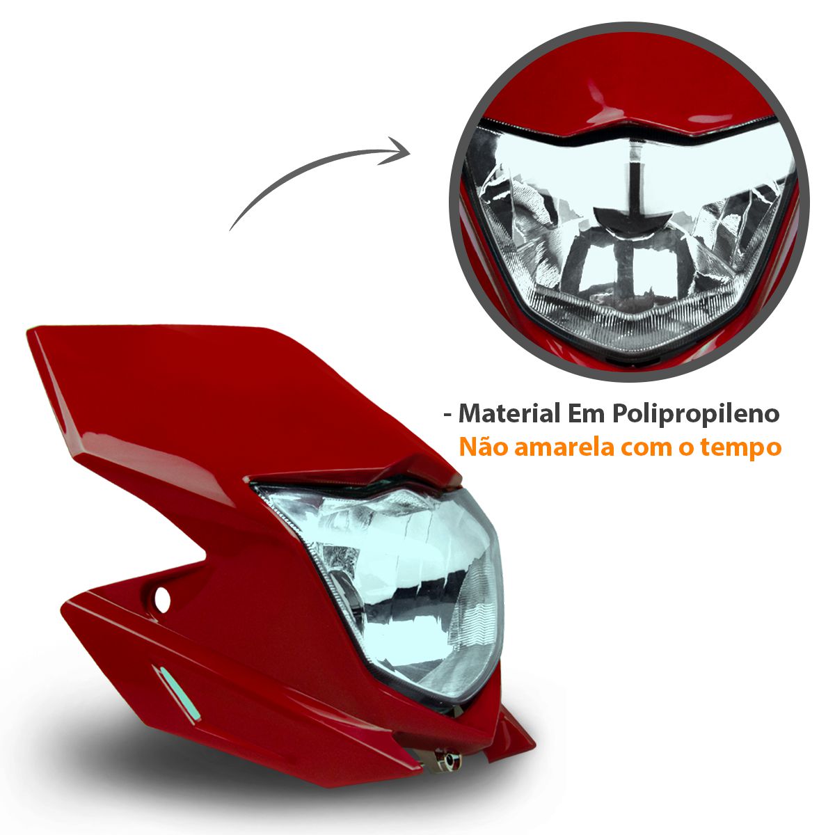 FAROL COMPL.C/CARENAGEM XTZ 125 2009 A 2014 VERMELHO - NAO ORIG