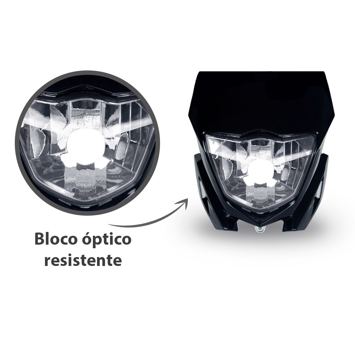 FAROL COMPL.C/CARENAGEM XTZ 125 2009 A 2016 PRETO - NAO ORIG
