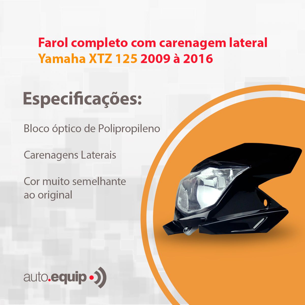 FAROL COMPL.C/CARENAGEM XTZ 125 2009 A 2016 PRETO - NAO ORIG