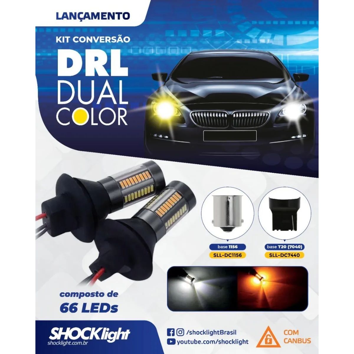 KIT LED DRL + PISCA 66 LEDS SMD 4014 1156 - 12V CANBUS - Auto Equip