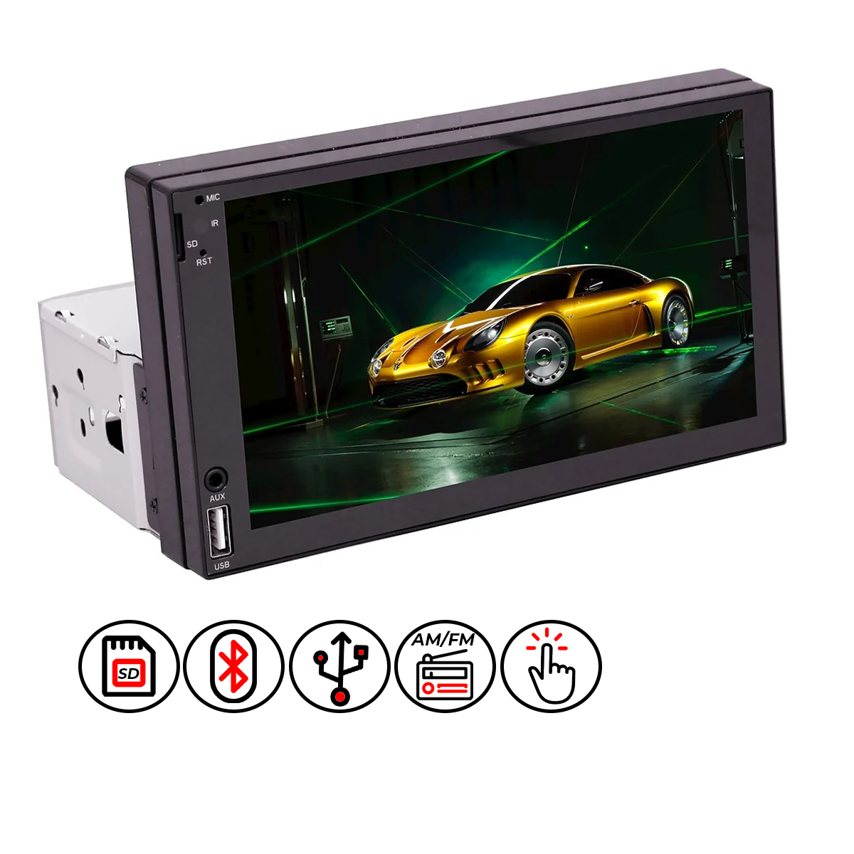 Central Multimídia MP5 1 DIN 7" USB/SD CARD/AUX/BLUETOOTH/ESP. FULL TO ...