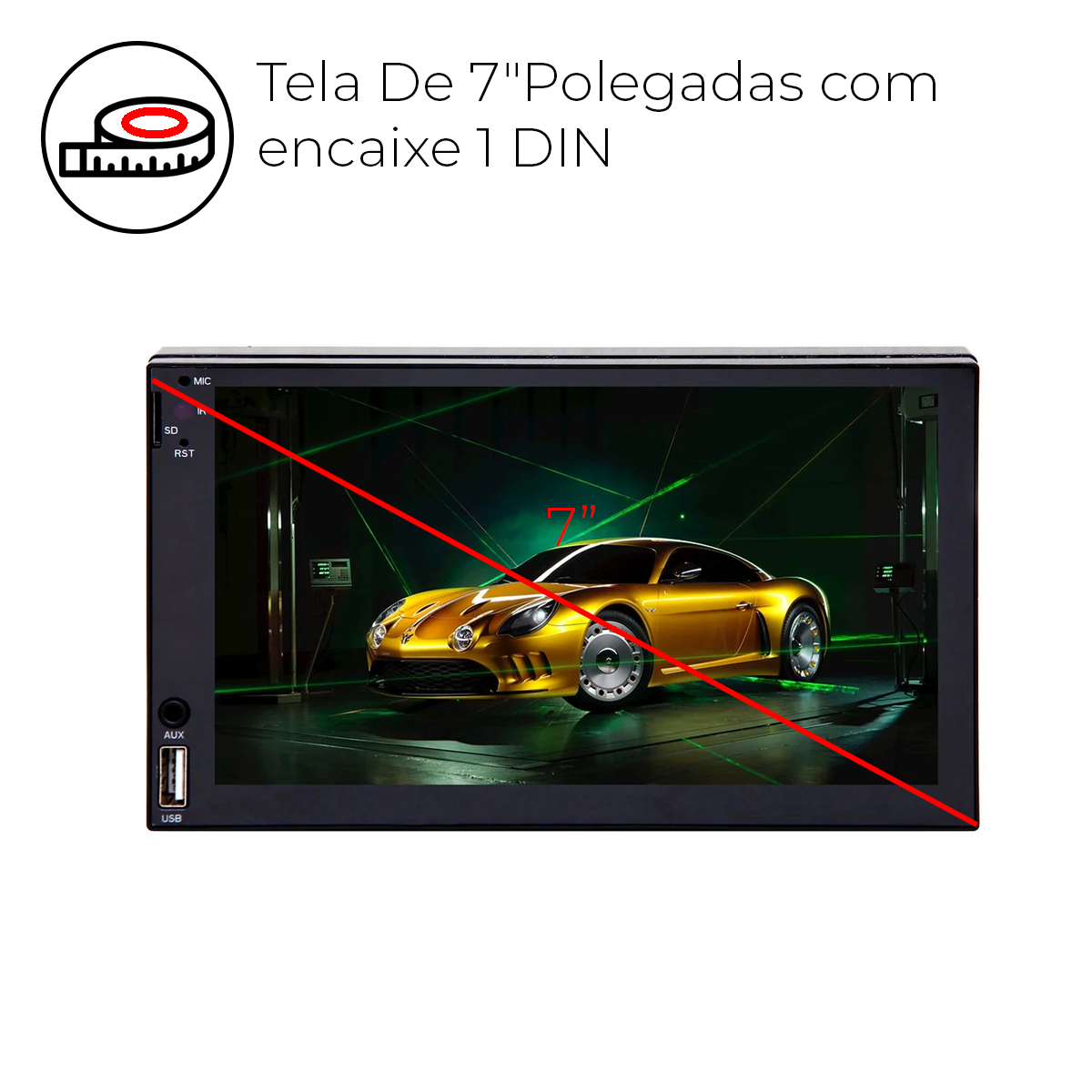 Central Multimídia MP5 1 DIN 7" USB/SD CARD/AUX/BLUETOOTH/ESP. FULL TO ...