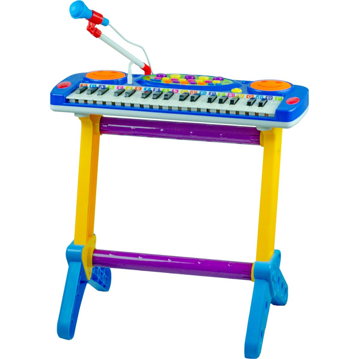 PIANO INFANTIL BANQUINHO COM MICROFONE AZUL BW151AZ - Auto Equip