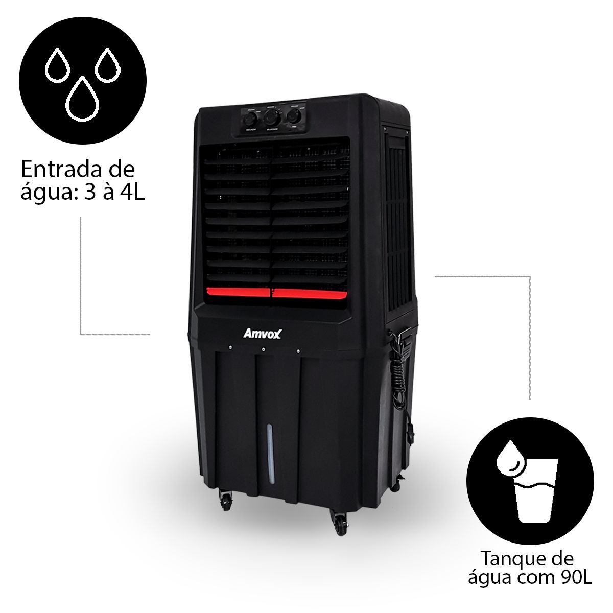 Climatizador Umidificador Portátil 90 Litros ACL 9022 - Amvox