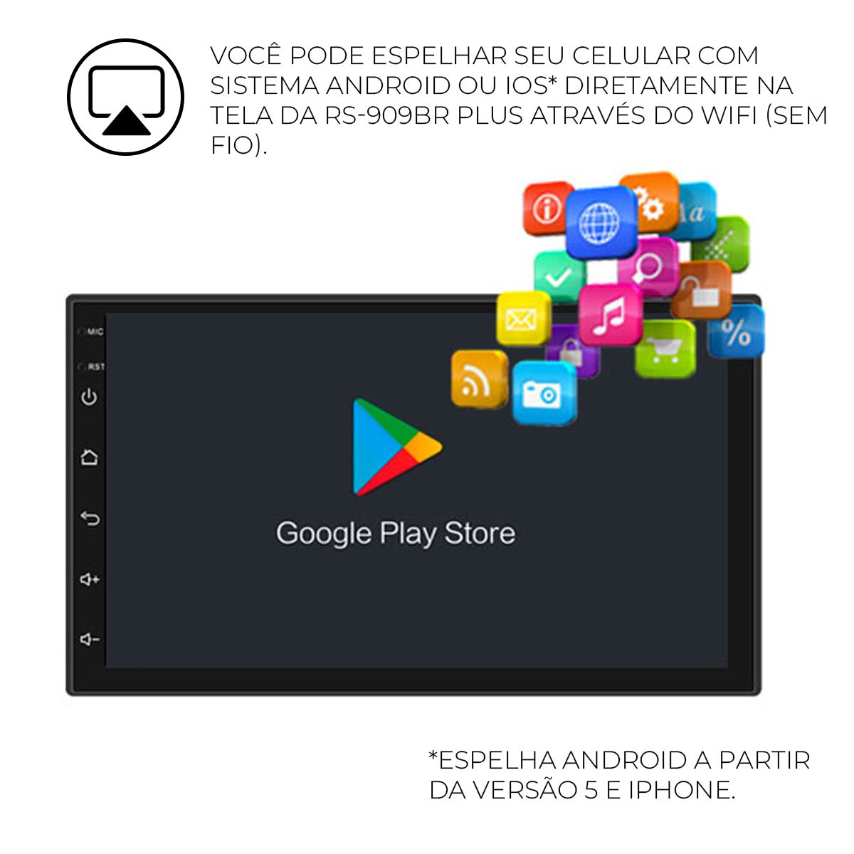 Multimídia Android 7 Polegadas RS-808BR Plus Roadstar Com Bluetooth ...