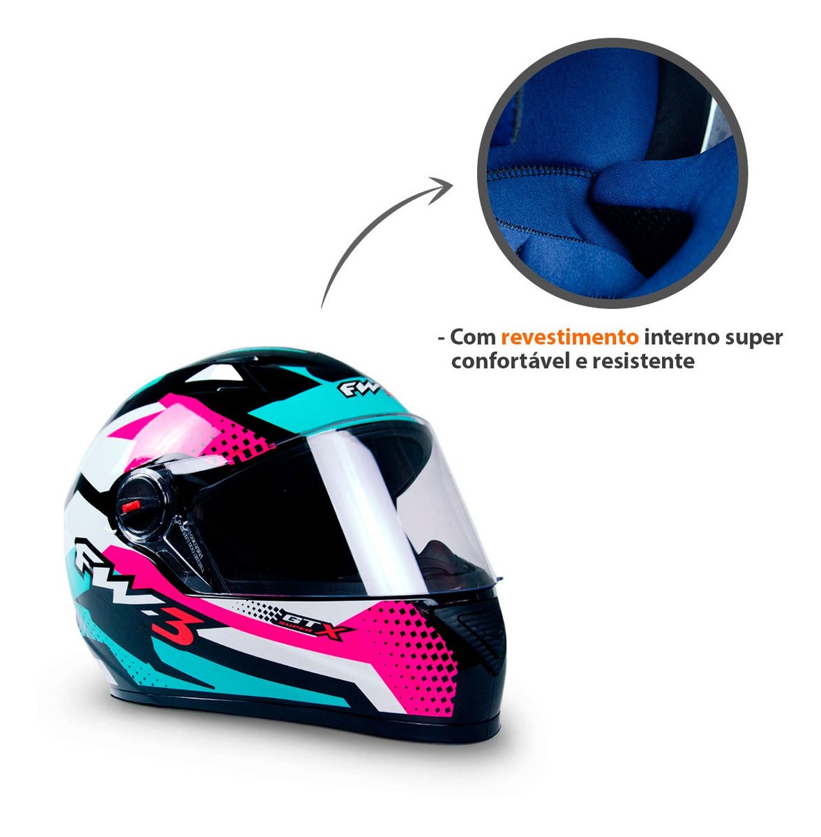 Capacete Moto Fechado GTN Super Tiffany Viseira Cristal Branco