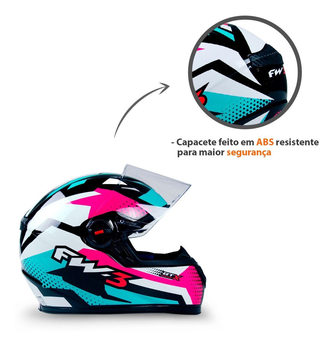 Capacete Moto Fechado GTN Super Tiffany Viseira Cristal Branco