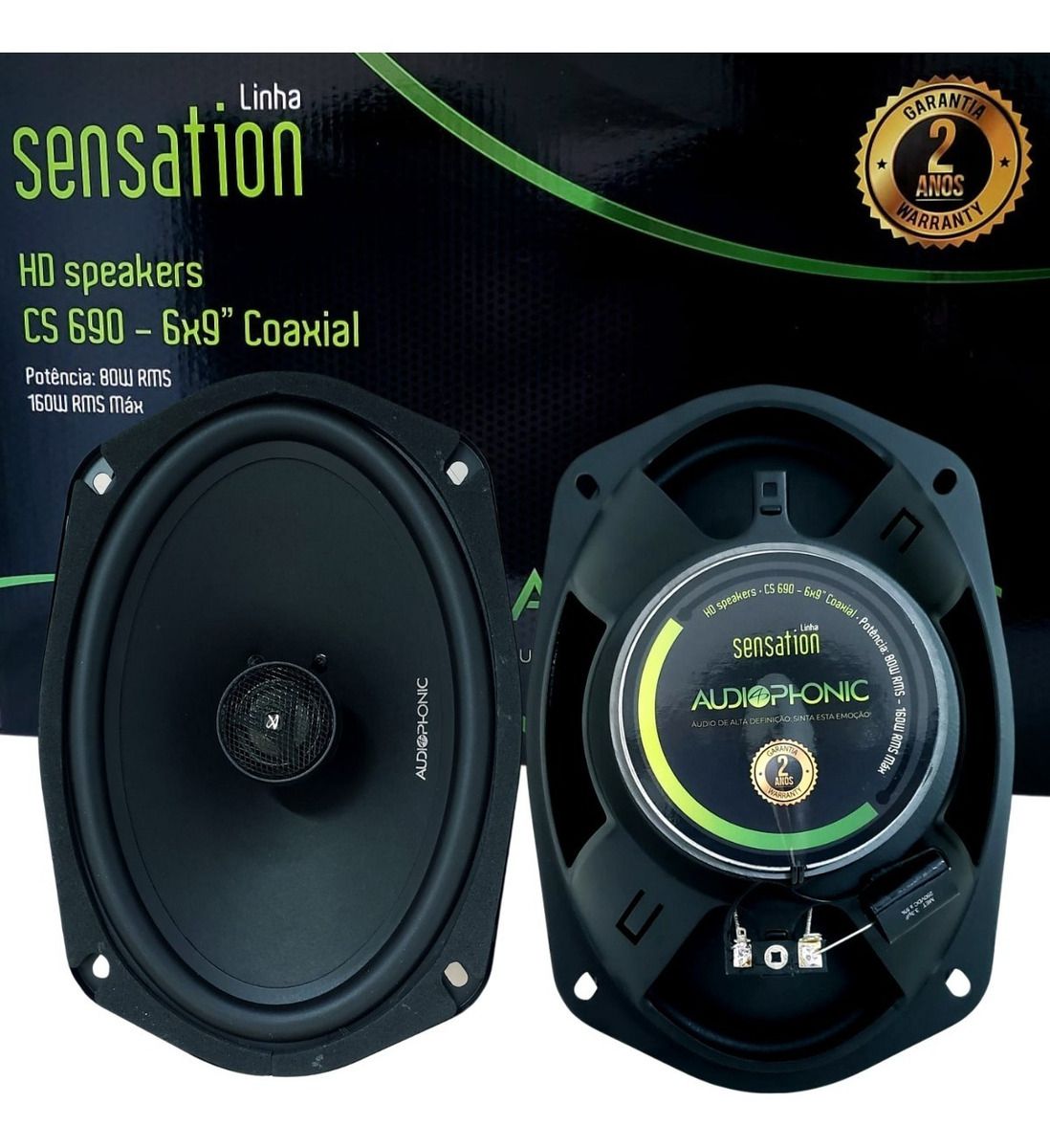 Par Alto Falantes 6x9 Audiphonic Sensation 380w Coaxial Som - Auto