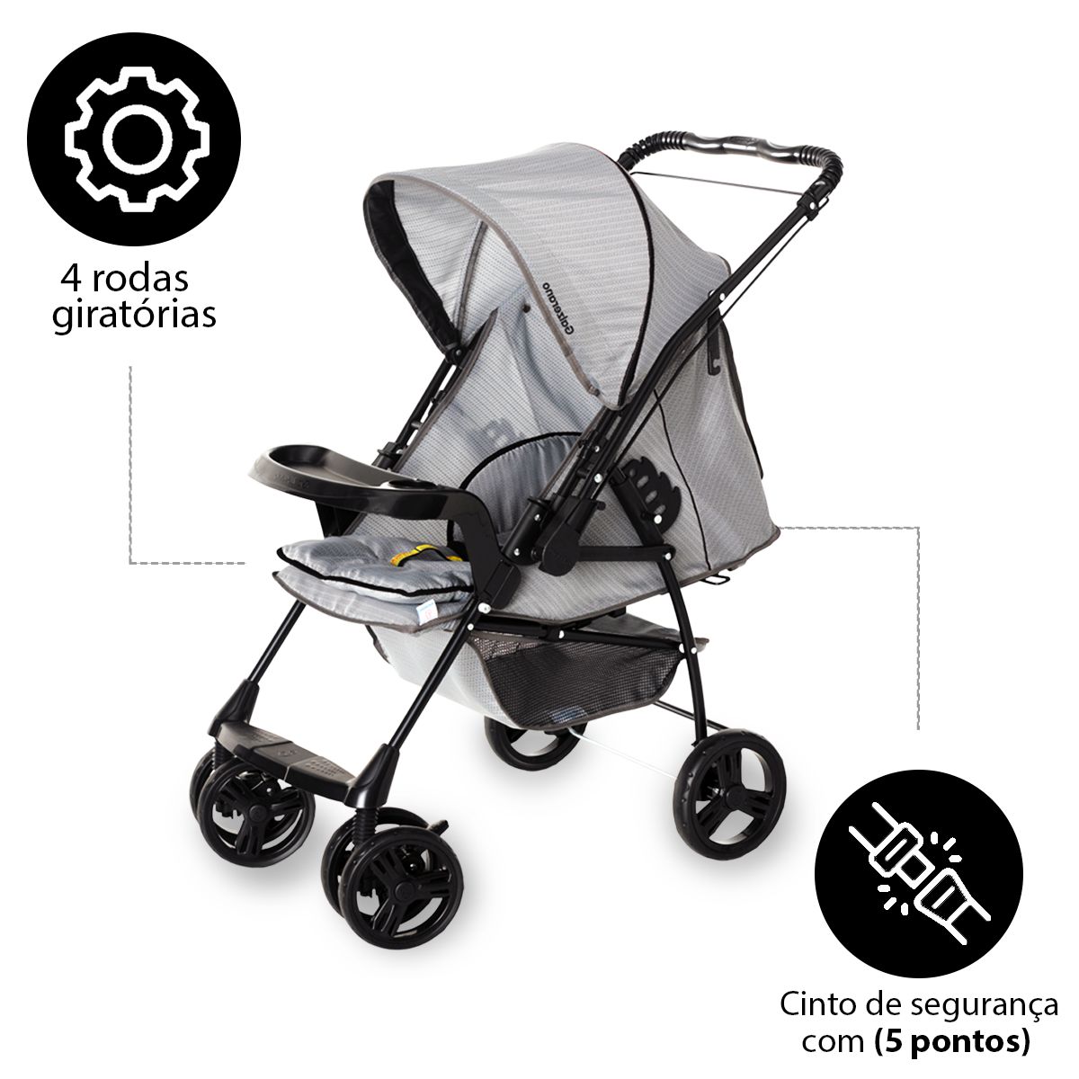 Carrinho de Bebê De Passeio Milano Rv II Cinza + Bebê Conforto Cocoon ...