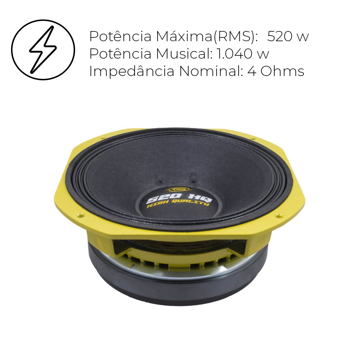 Alto Falante Eros 10 Polegadas Potência 520w RMS Com Impedância