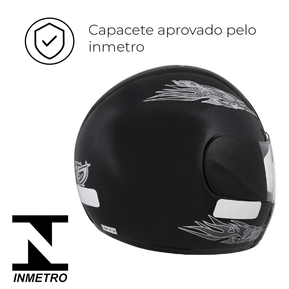 Capacete Preto Tamanho 58 ProTork Viseira Cristal Casco Em ABS E
