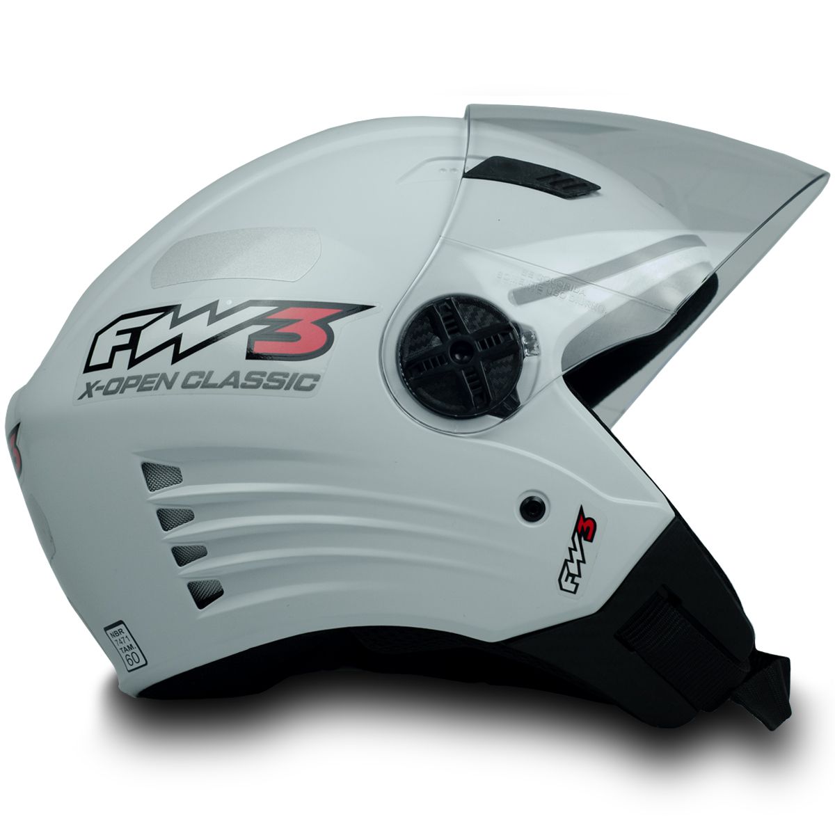 ウェア FLR F-3 white EU43 Capacete Moto X Open Classic da FW3 Cor Branco Brilhante Tamanho