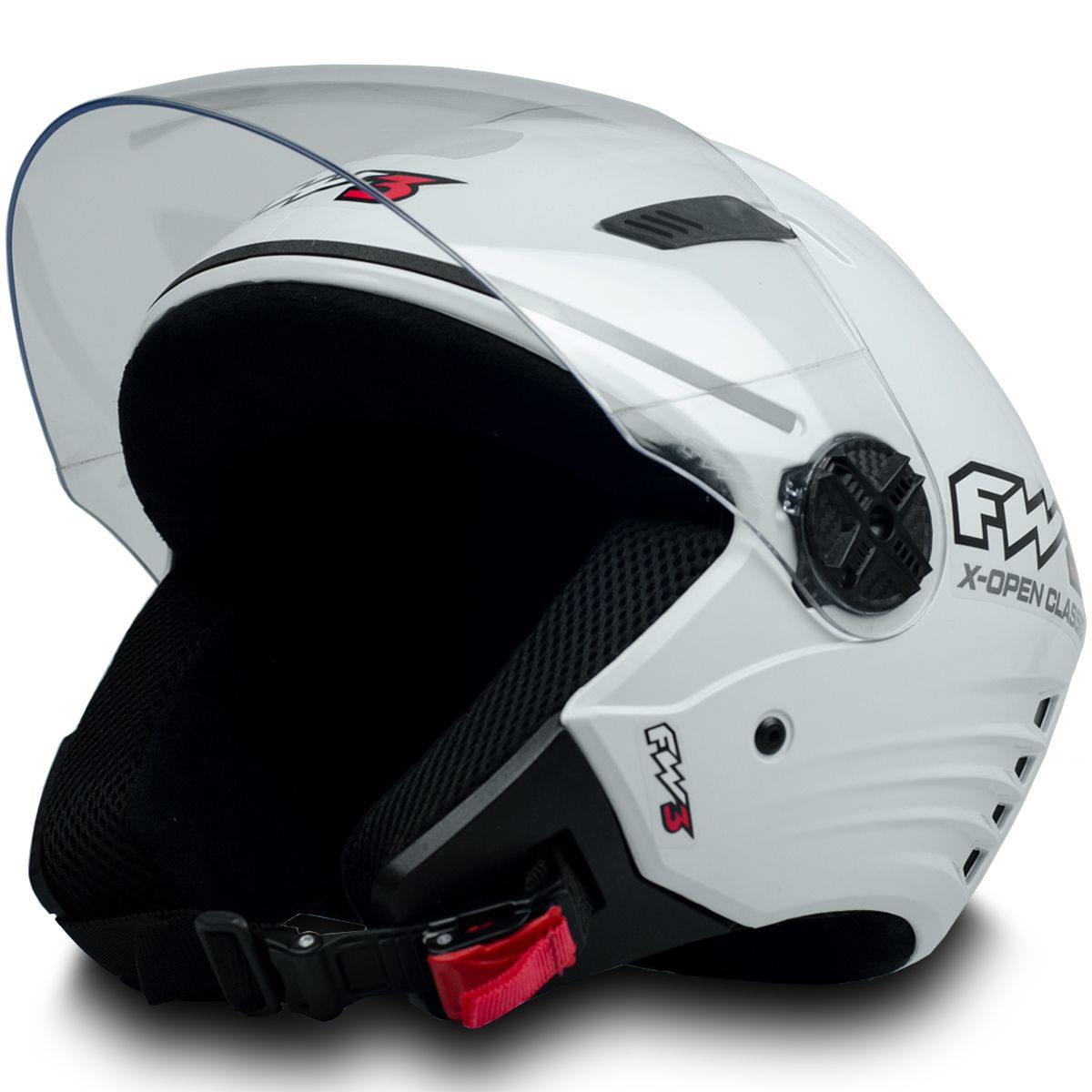 Capacete Moto X Open Classic da FW3 Cor Branco Brilhante Tamanho