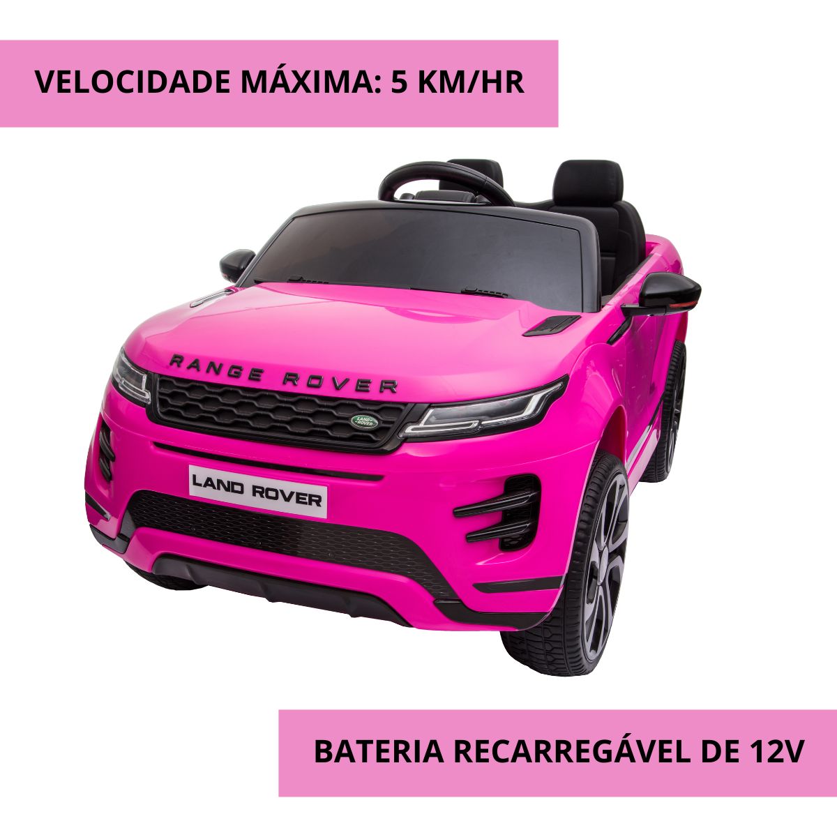 Carro Elétrico Infantil Menina Rosa Land Rover Evoque Controle Remoto ...