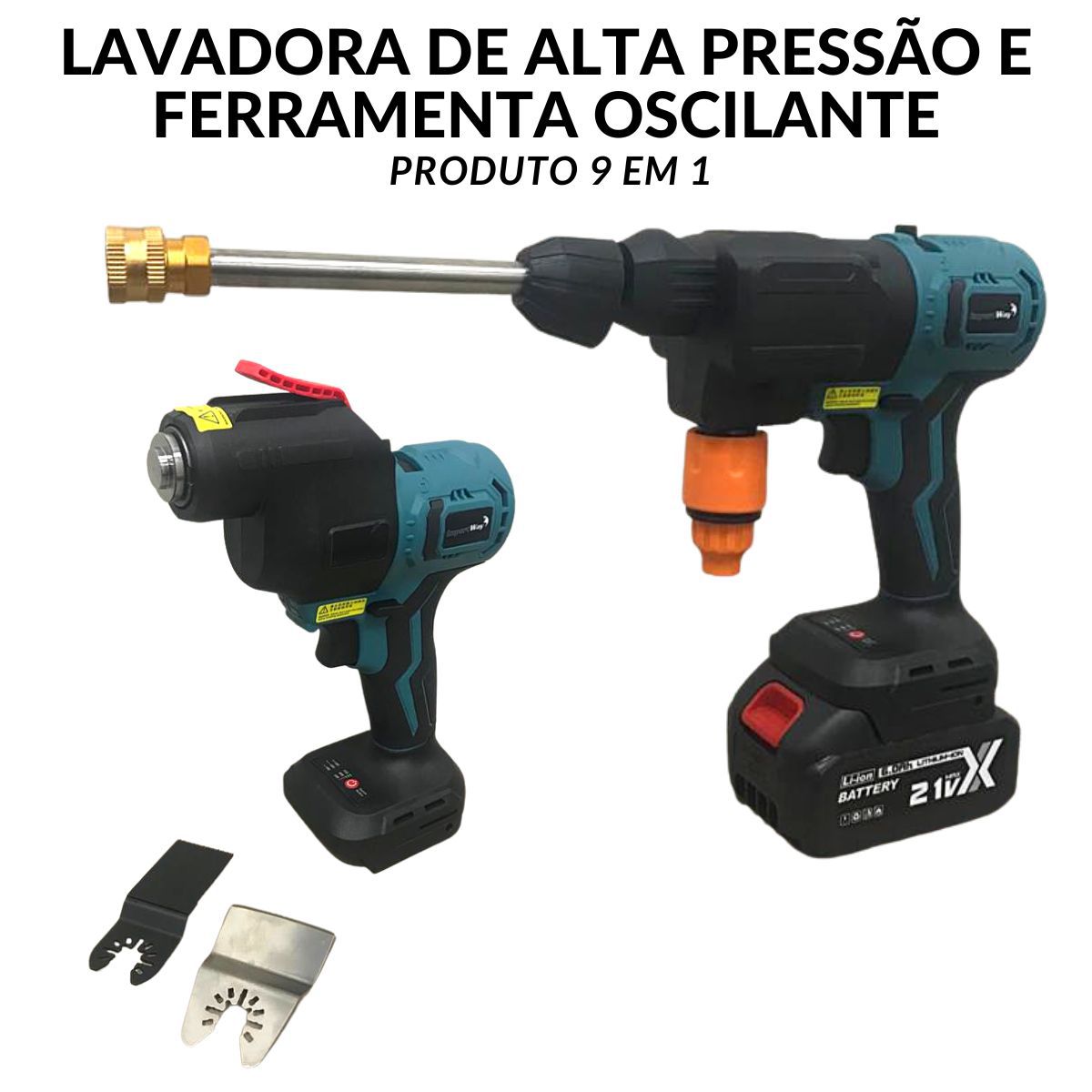 Furadeira 9 em 1 21v Furadeira de Impacto Serra Tico Tico Soprador