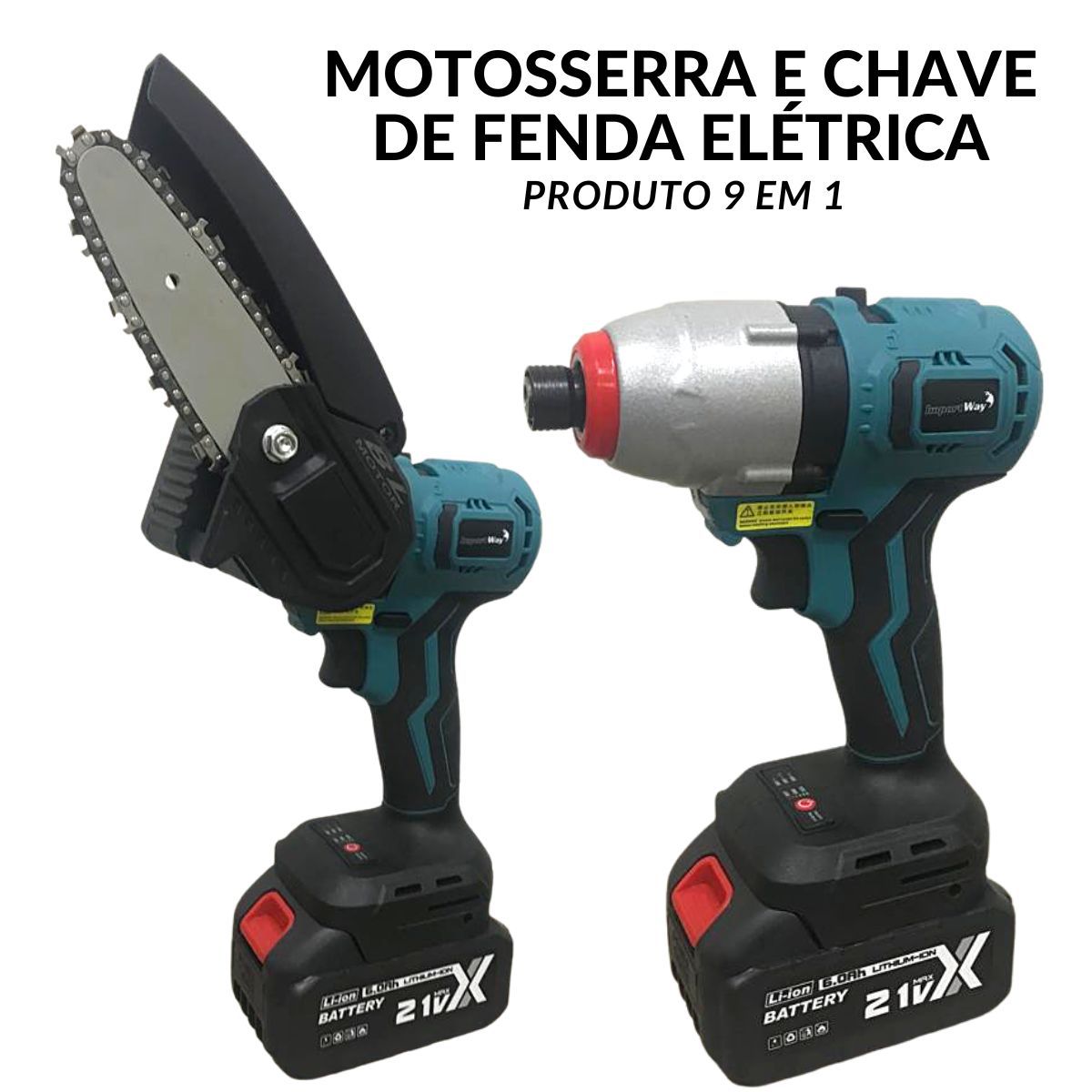 Furadeira 9 em 1 21v Furadeira de Impacto Serra Tico Tico Soprador