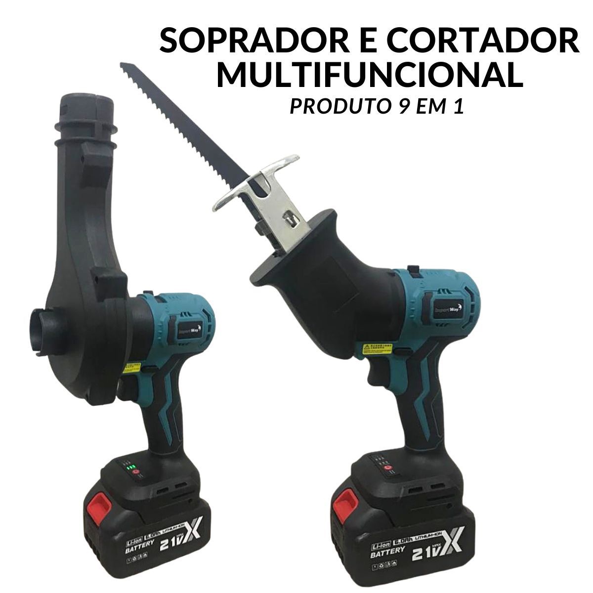 Furadeira 9 em 1 21v Furadeira de Impacto Serra Tico Tico Soprador