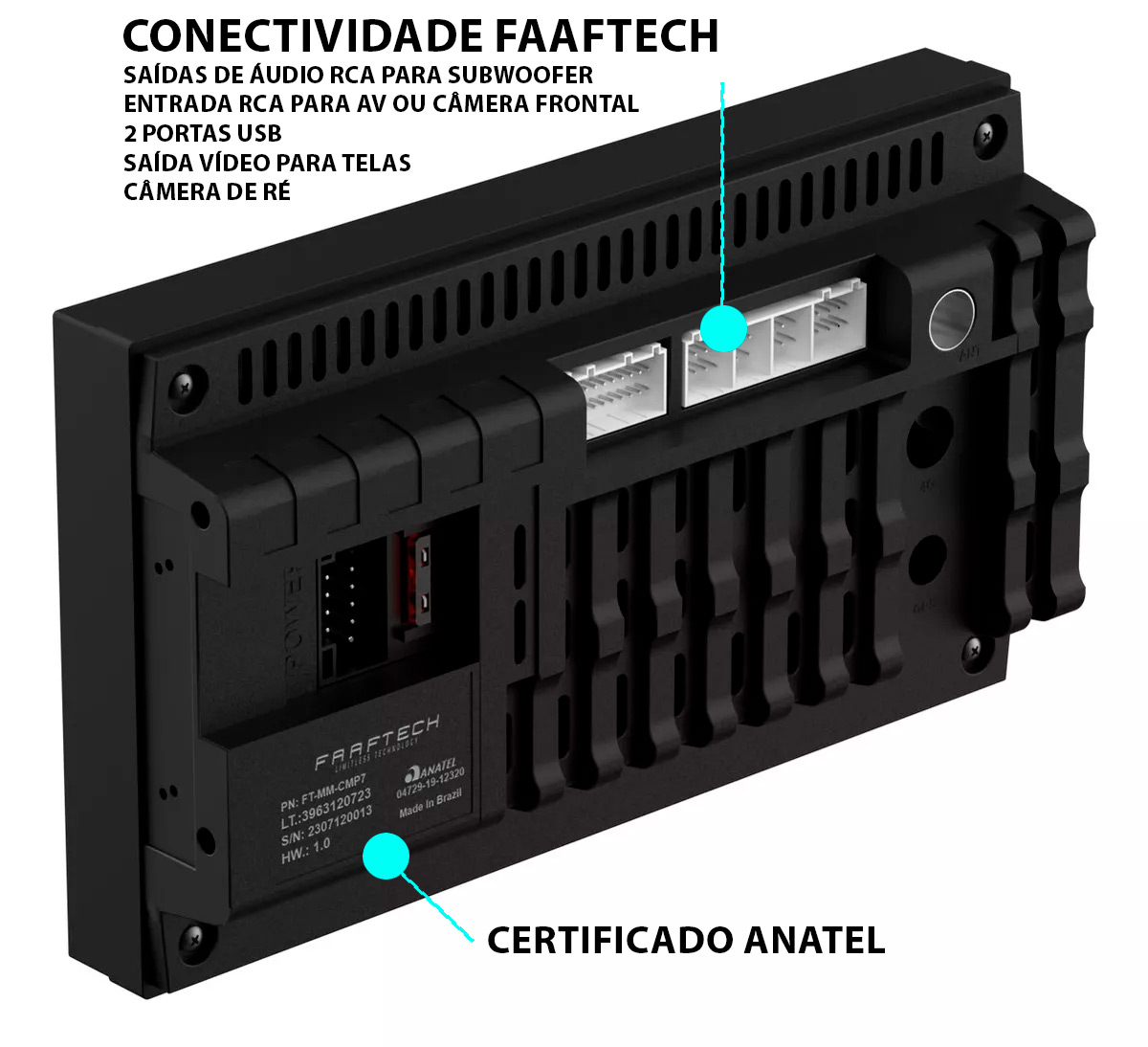 Multimídia 7 polegadas Carplay Android Auto Espelhamento Apps Faaftech ...