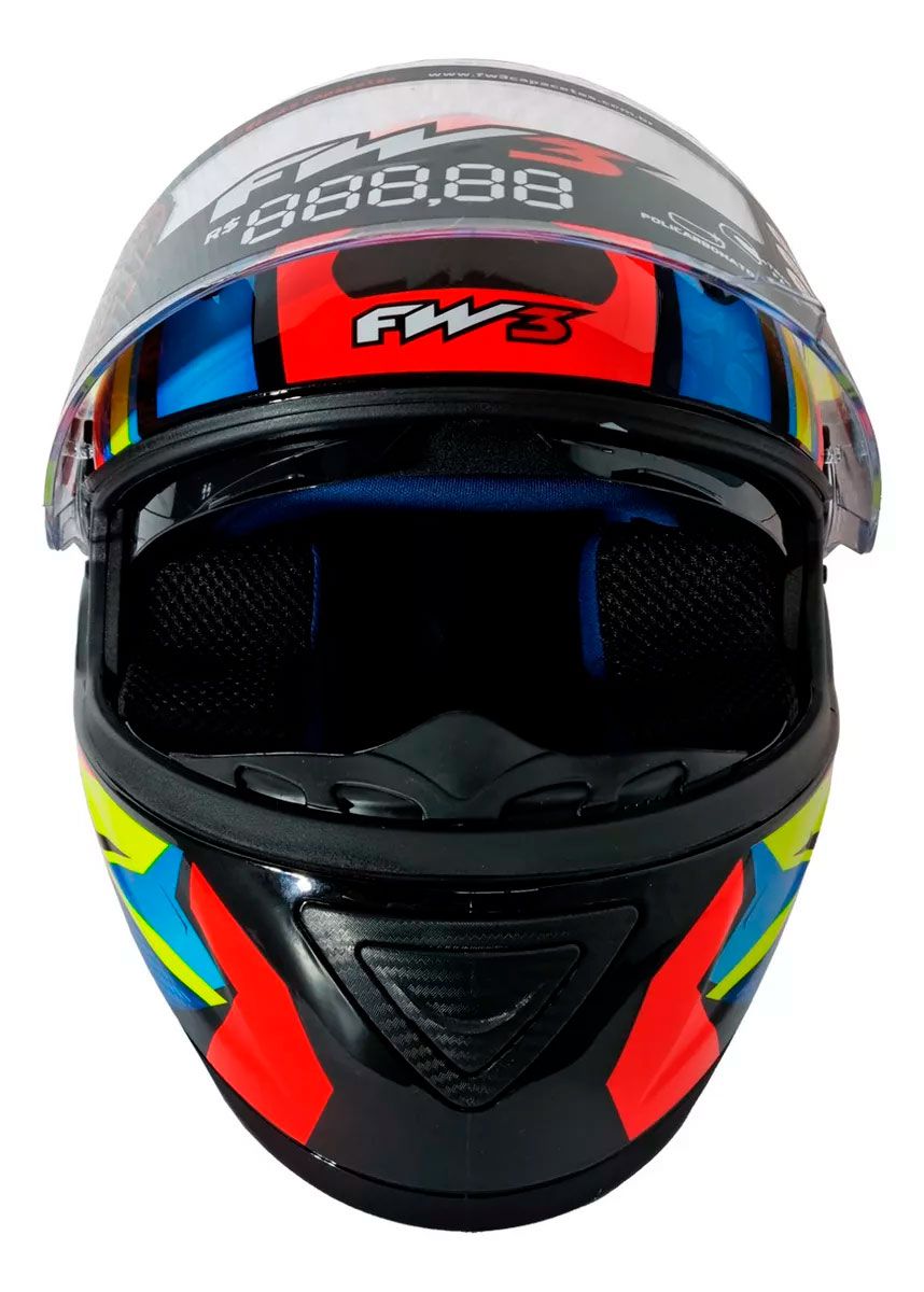 Capacete Moto Fechado GTX Fox FW3 Tamanho 58 Viseira Cristal ABS