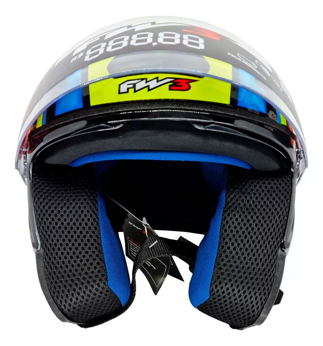 Capacete Moto Aberto FW3 X Open Up Fox 56 Viseira Cristal 2mm