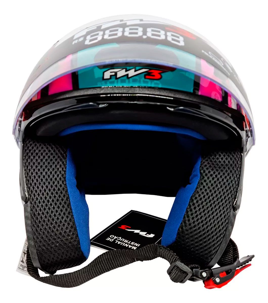 Capacete Moto Aberto FW3 X Open Up Fox 60 Viseira Cristal 2mm