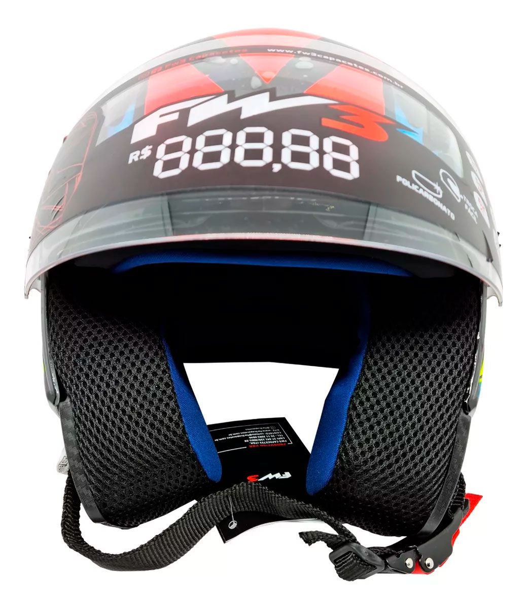 ブカラブー Capacete Moto Aberto FW3 X Open Up Fox 58 Viseira Cristal 2mm