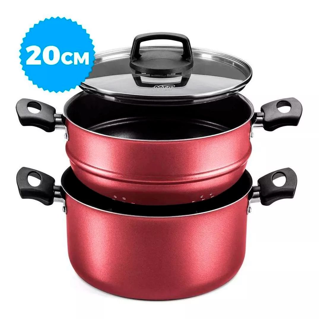 Conjunto Panela A Vapor Antiaderente Alumínio Diâmetro 22cm 3