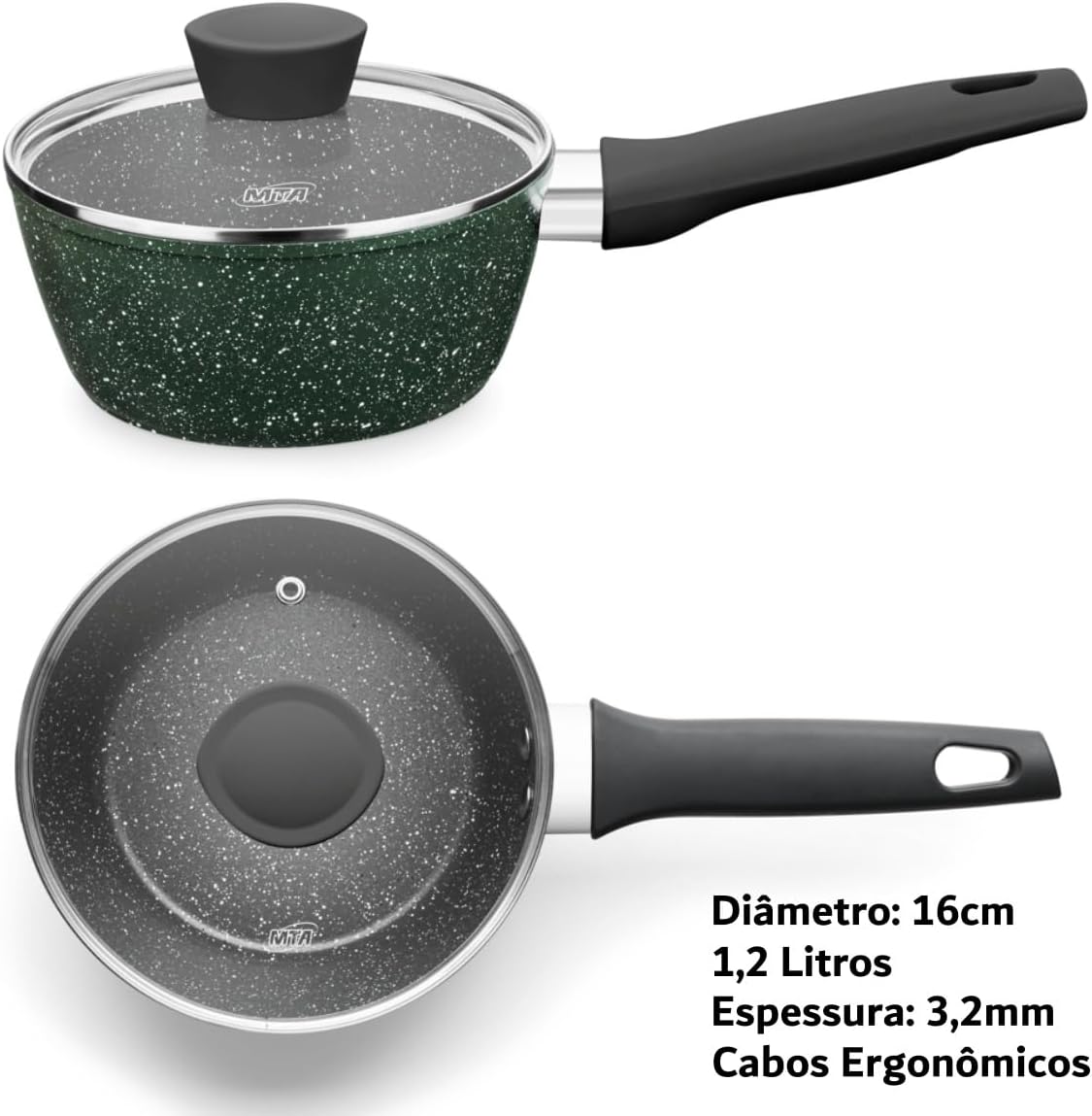 Conjunto de Panelas Carmela Garden 3 Peças Verde 8482 MTA Ceramic