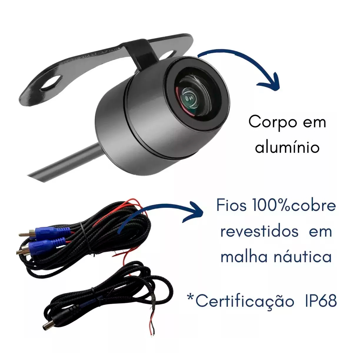 Câmera de Ré Frontal Borboleta 4k Full HD Vision System Ângulo de 180º ...
