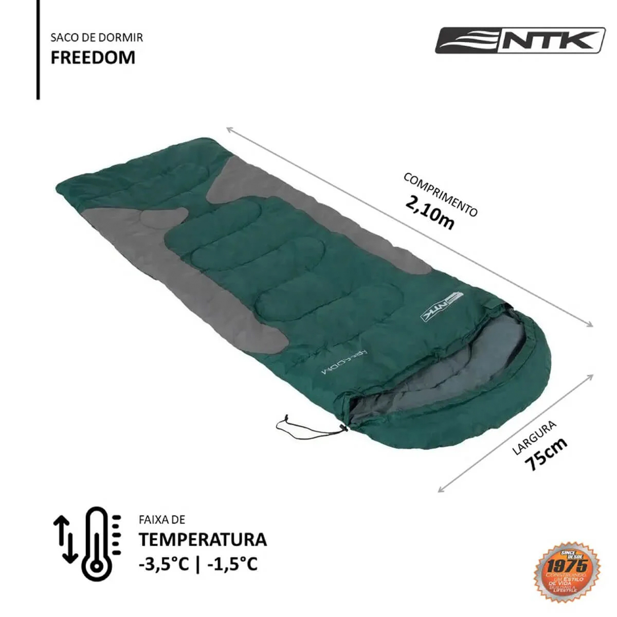 Saco de dormir Freedom NTK solteiro para temperatura entre de -3,5°C à ...