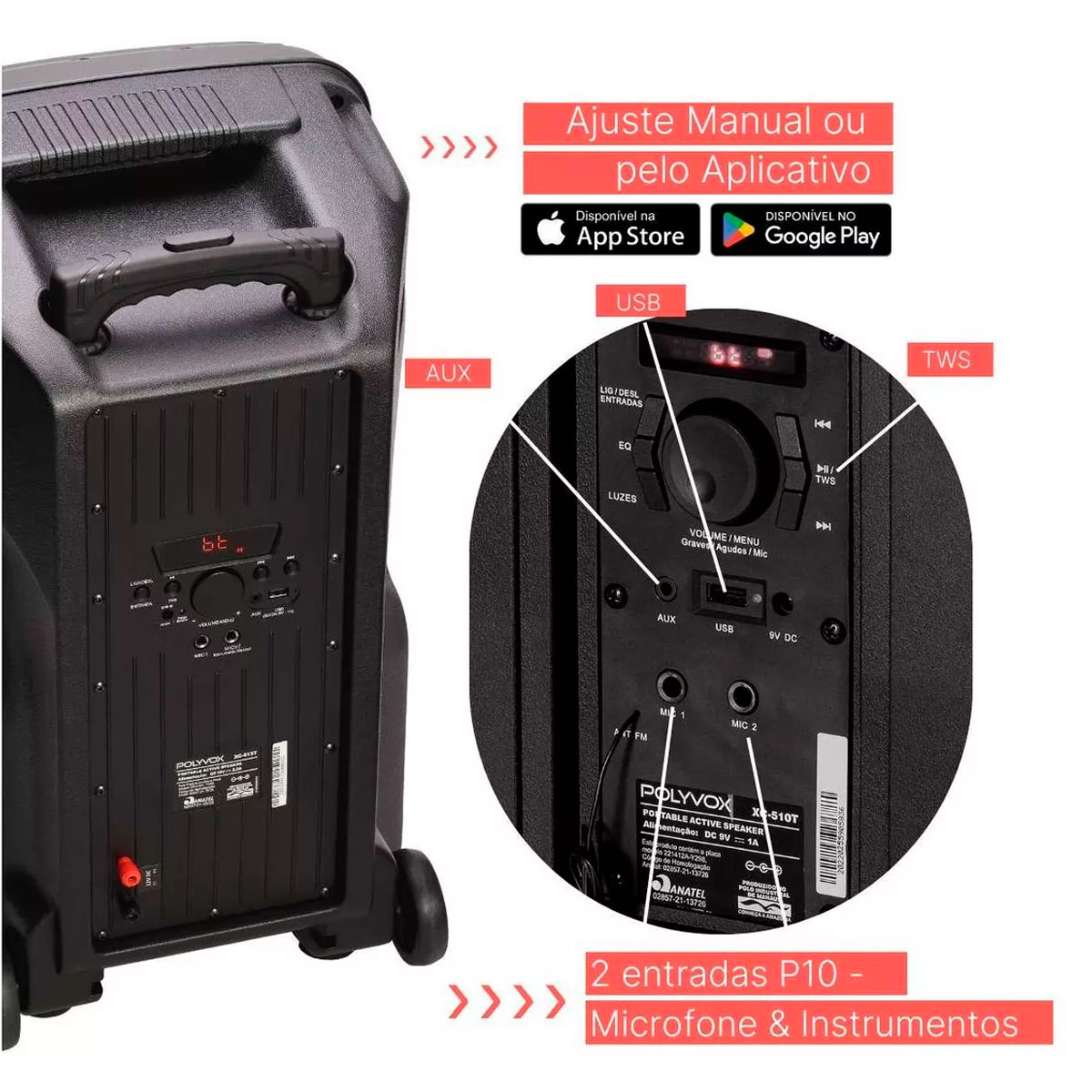 Caixa de Som Amplificada Bluetooth XC-715T 10 Horas Autonomia