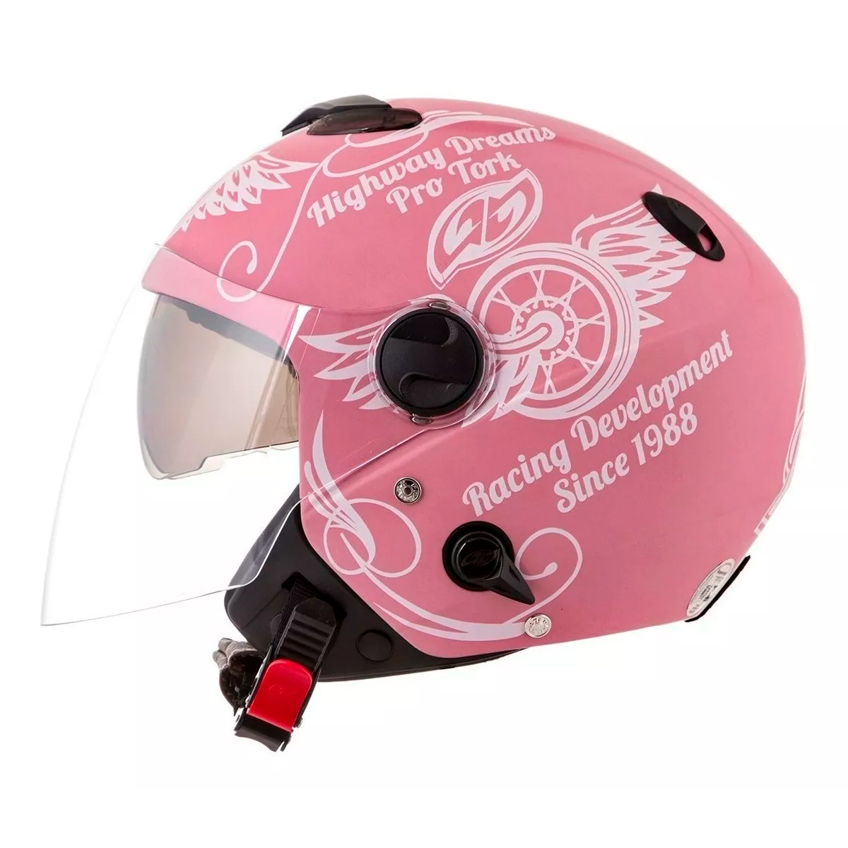 Capacete Moto New Atomic Highway Dreams Rosa Tamanho 58 Inmetro