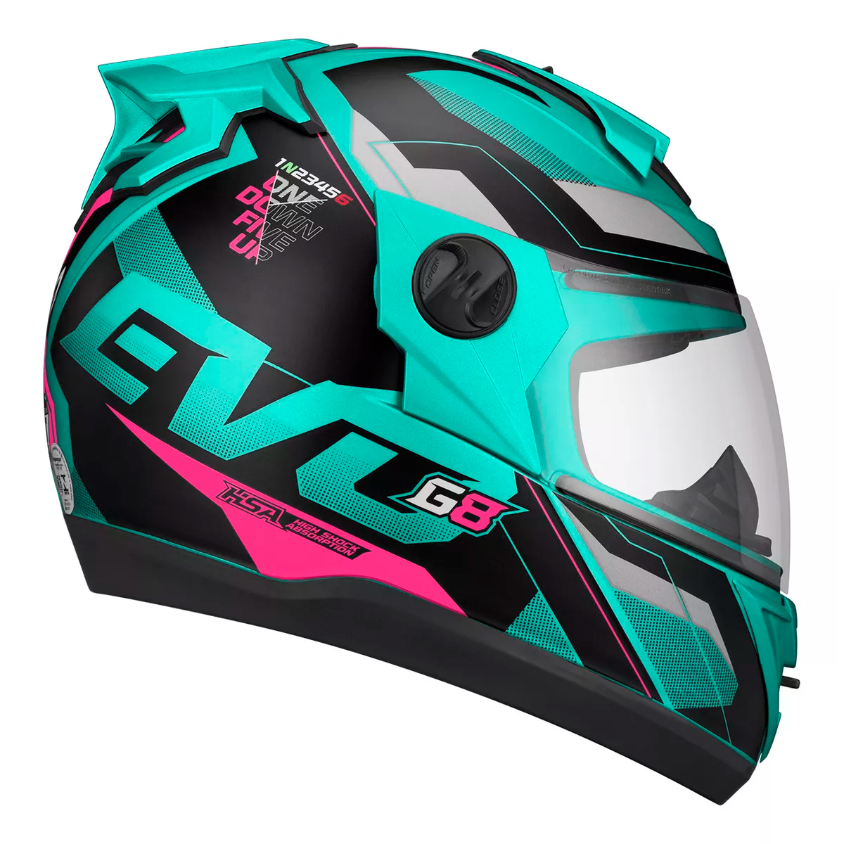 Capacete Moto Fechado Verde Turquesa G8 EVO Viseira Cristal