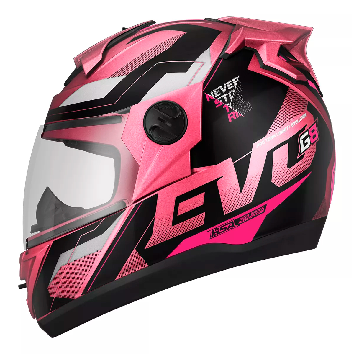 Capacete Moto Fechado Rosa G8 EVO Viseira Cristal Inmetro Tamanho