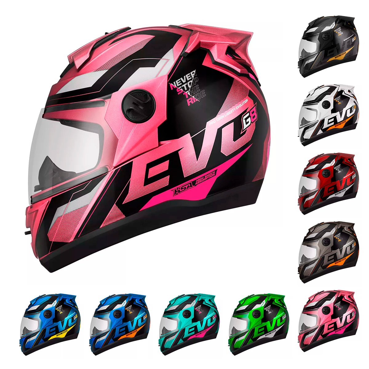 Capacete Moto Fechado Rosa G8 EVO Viseira Cristal Inmetro Tamanho