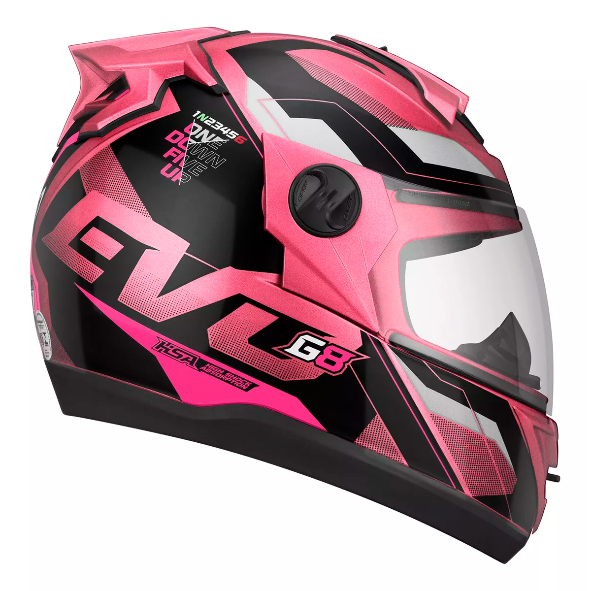 Capacete Moto Fechado Rosa G8 EVO Viseira Cristal Inmetro Tamanho