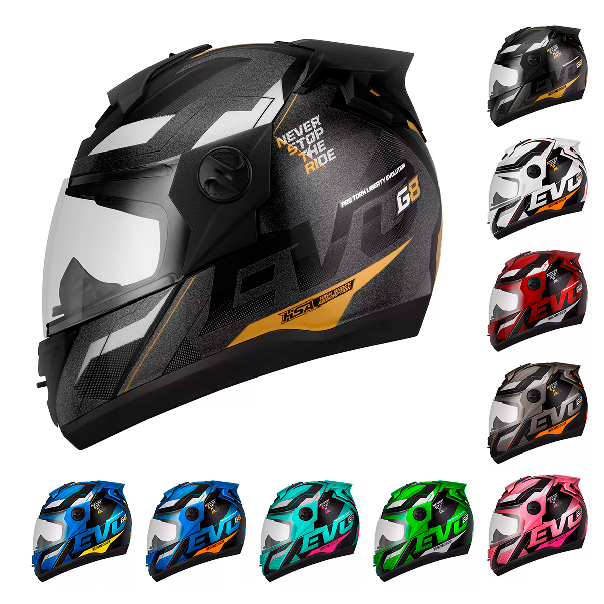 Capacete Moto Fechado Preto G8 EVO Viseira Cristal Inmetro Tamanho