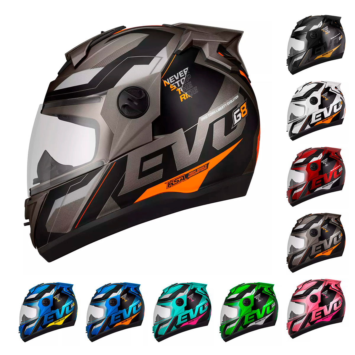 Capacete Moto Fechado Grafite G8 EVO Viseira Cristal Inmetro