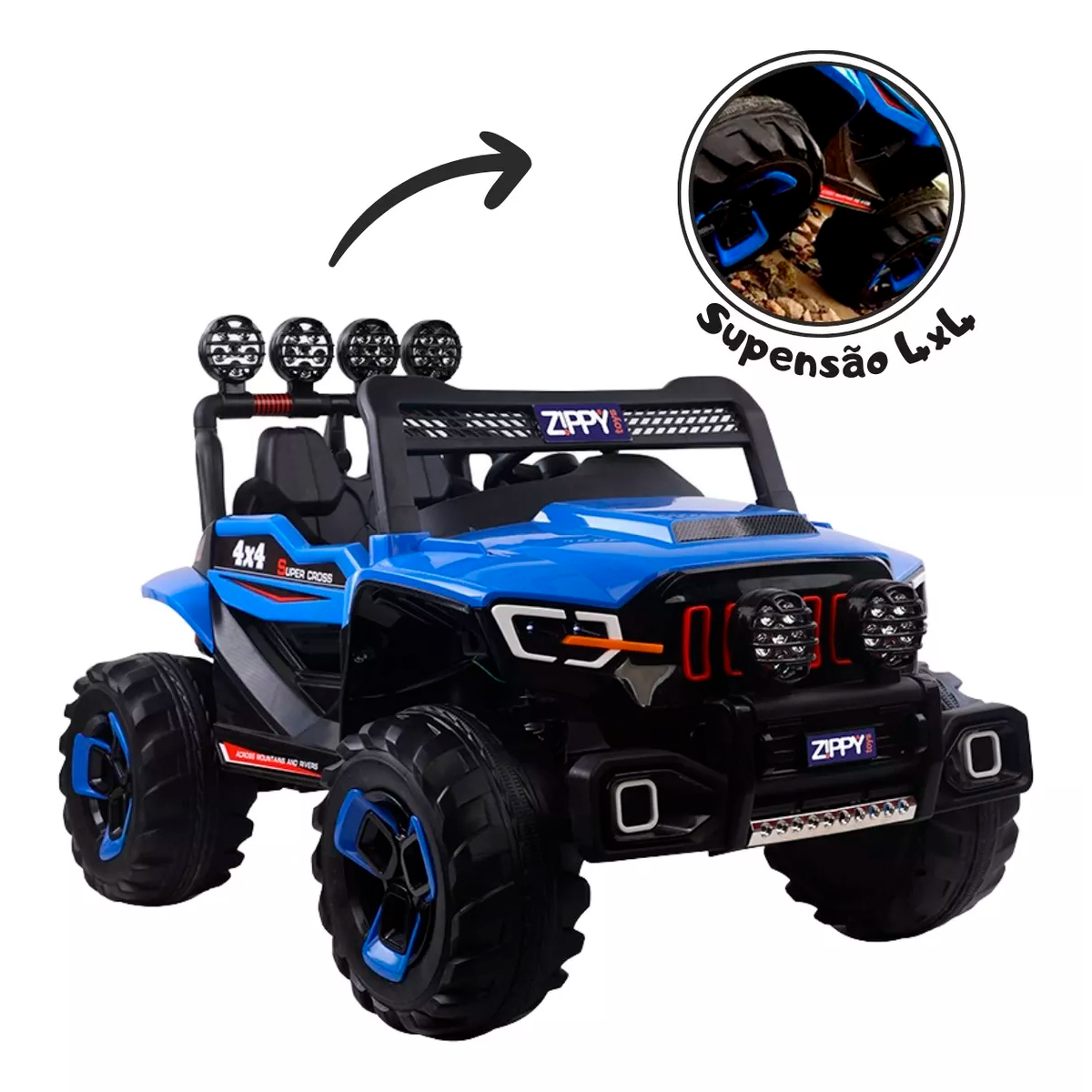 Carrinho Elétrico Infantil Super Cross 4x4 12v para 2 Crianças