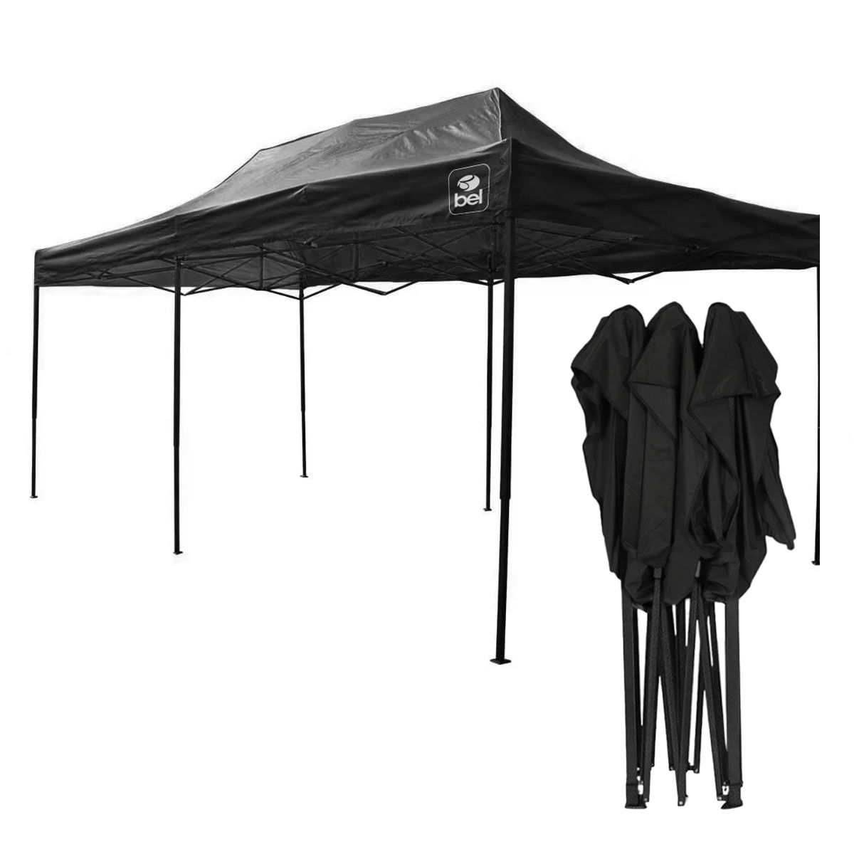 Tenda Gazebo Dobrável Pagoda 3m x 6m Oxford Preto Bel Estrutura