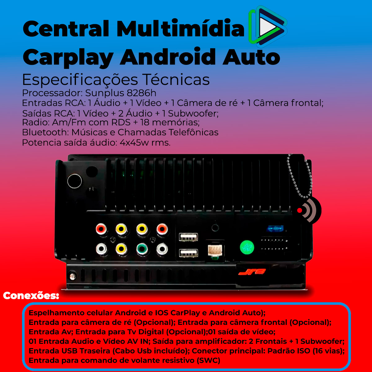 Central Multimidia CarPlay Android Auto 7
