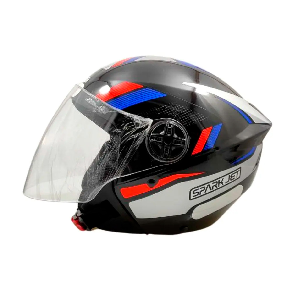 Capacete Moto Aberto Spark jet Sting Viseira Cristal Preto c